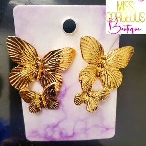BRAND NEW Gold Butterfly Earrings